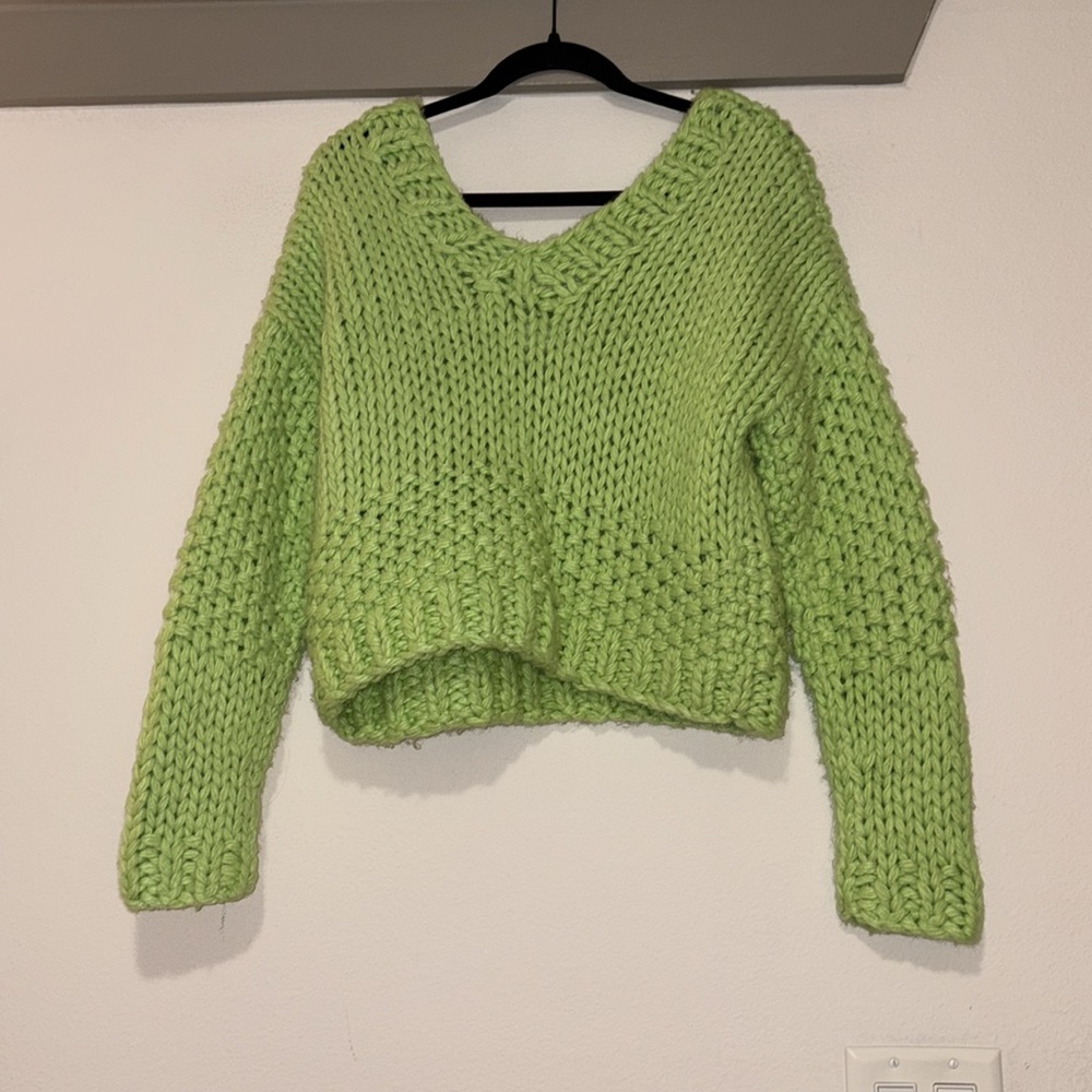 Lovers and Friends Doxie Sweater in Lime Green SZ S VGUC - Picture 5 of 9